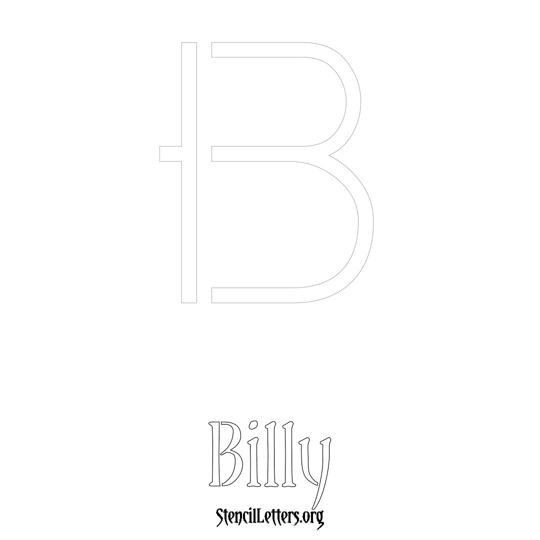 Billy printable name initial stencil in Simple Elegant Lettering