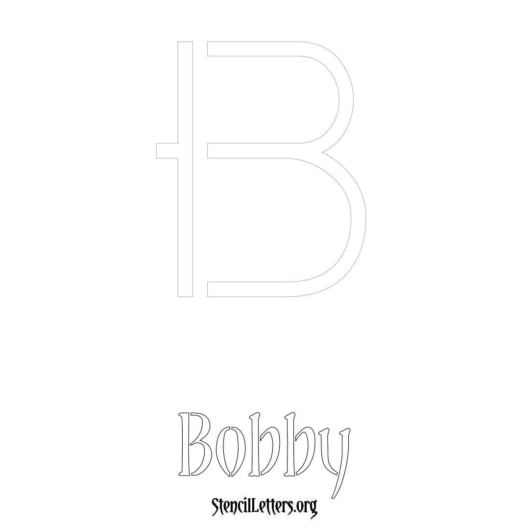 Bobby printable name initial stencil in Simple Elegant Lettering