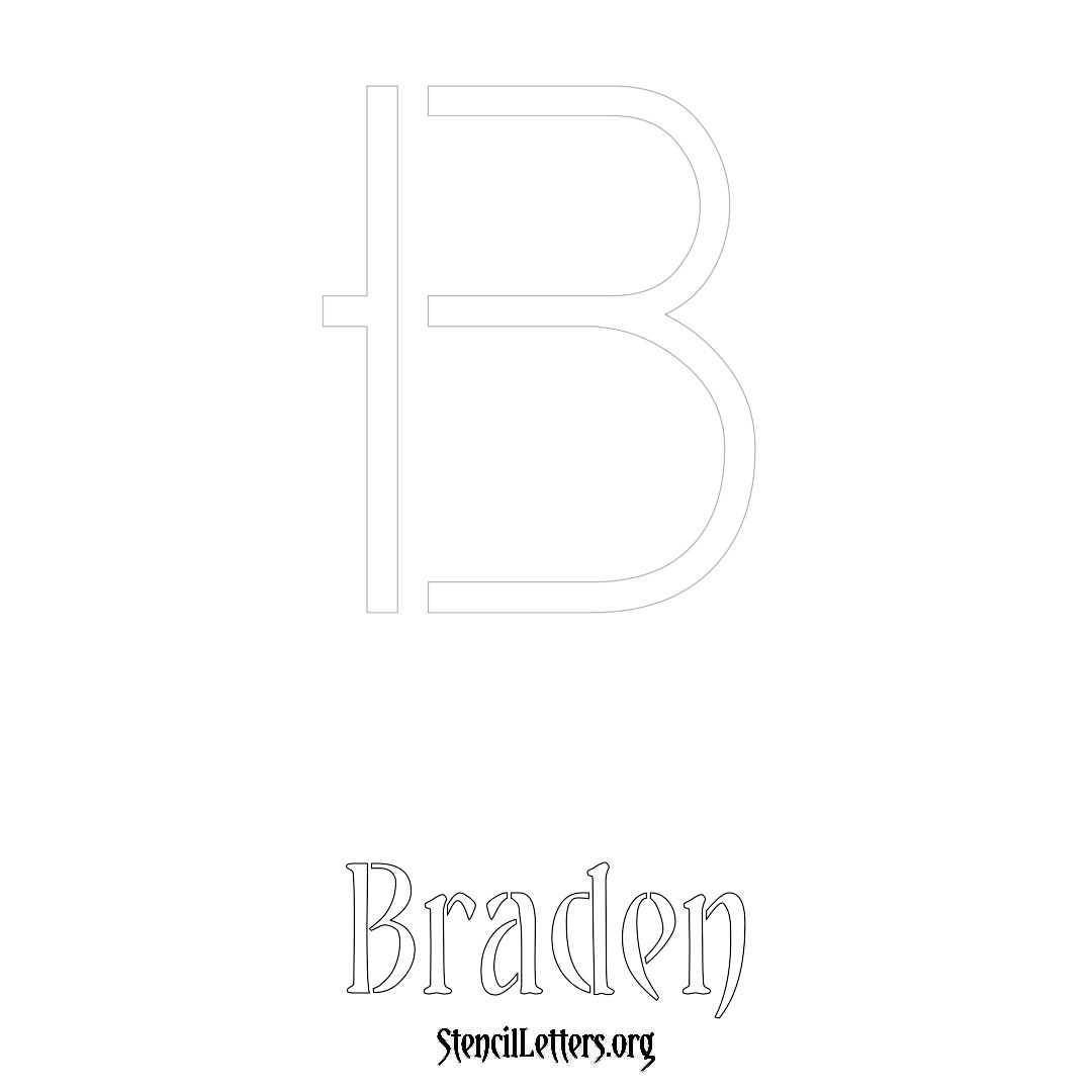 Braden printable name initial stencil in Simple Elegant Lettering