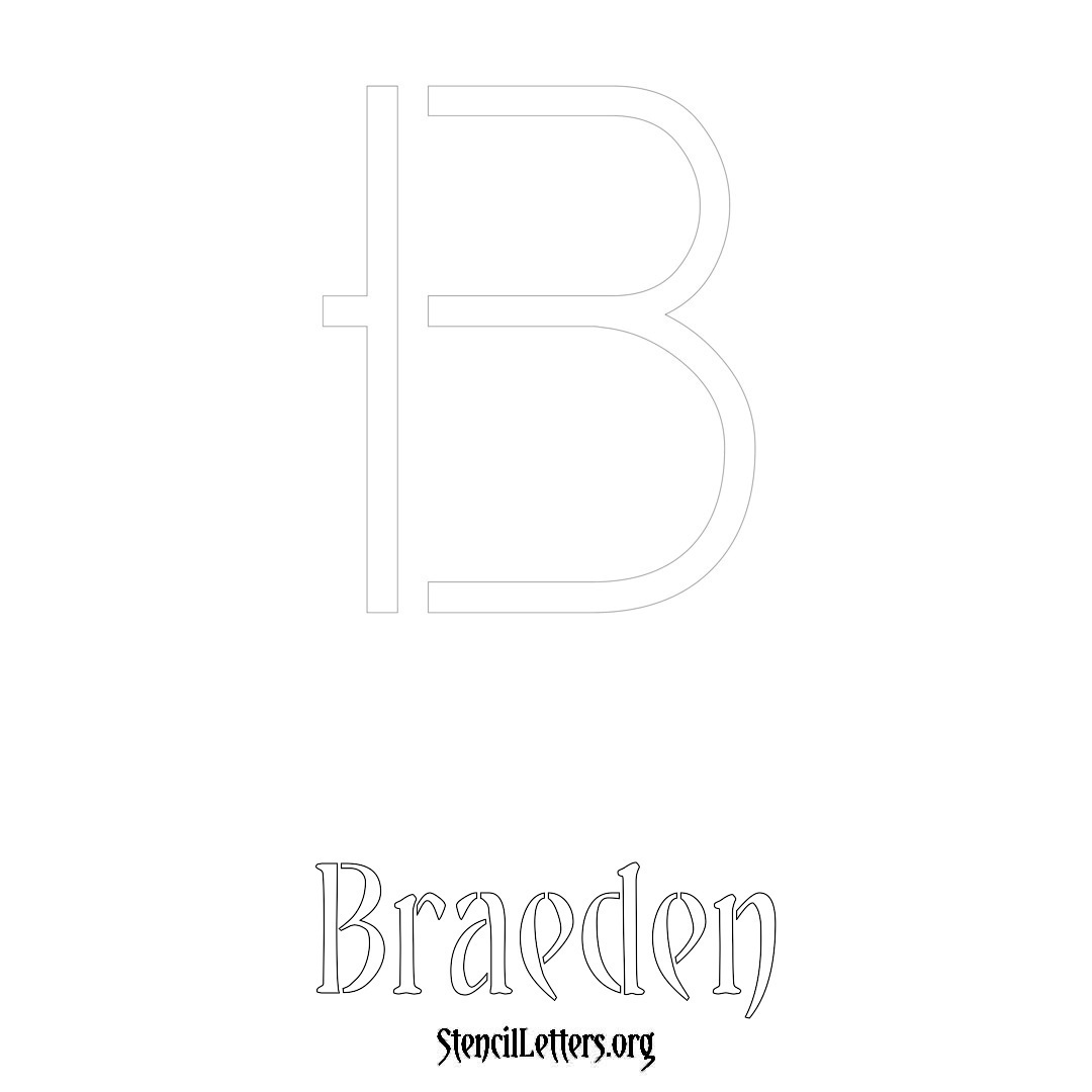 Braeden printable name initial stencil in Simple Elegant Lettering