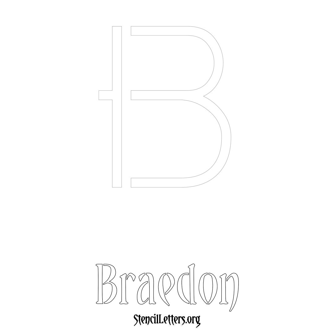 Braedon printable name initial stencil in Simple Elegant Lettering