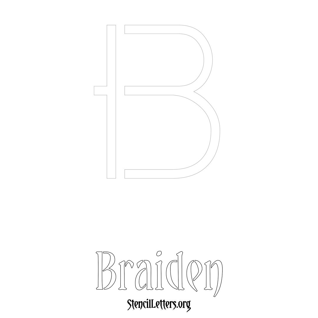 Braiden printable name initial stencil in Simple Elegant Lettering