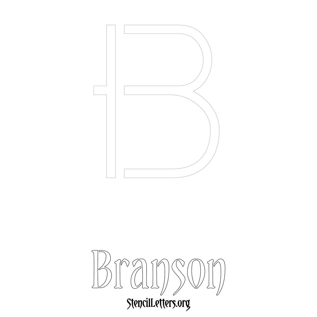 Branson printable name initial stencil in Simple Elegant Lettering