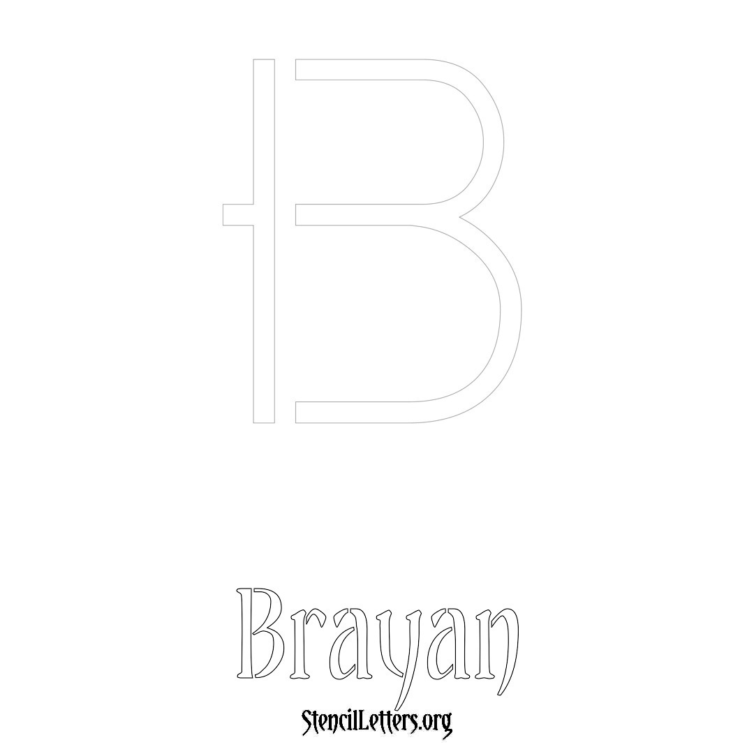 Brayan printable name initial stencil in Simple Elegant Lettering