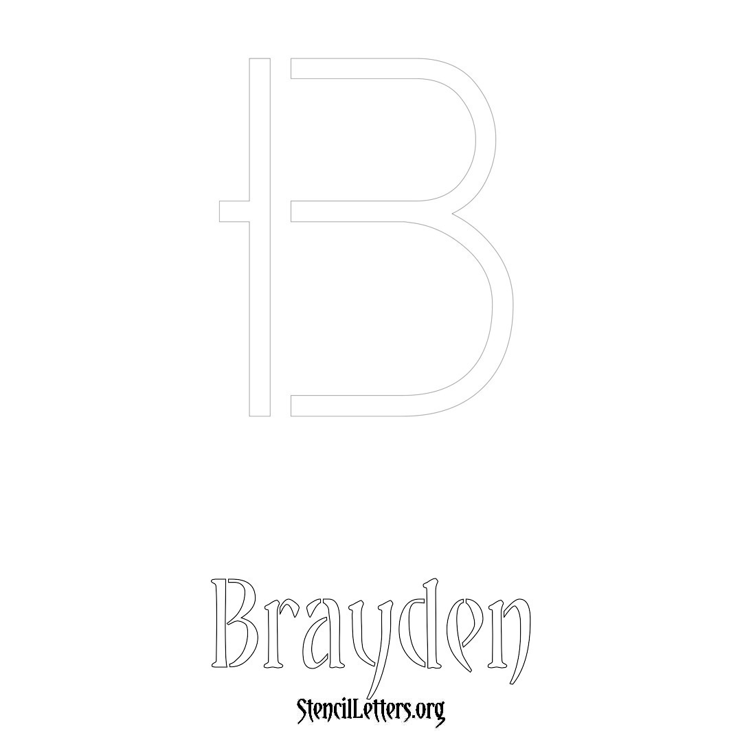 Brayden printable name initial stencil in Simple Elegant Lettering