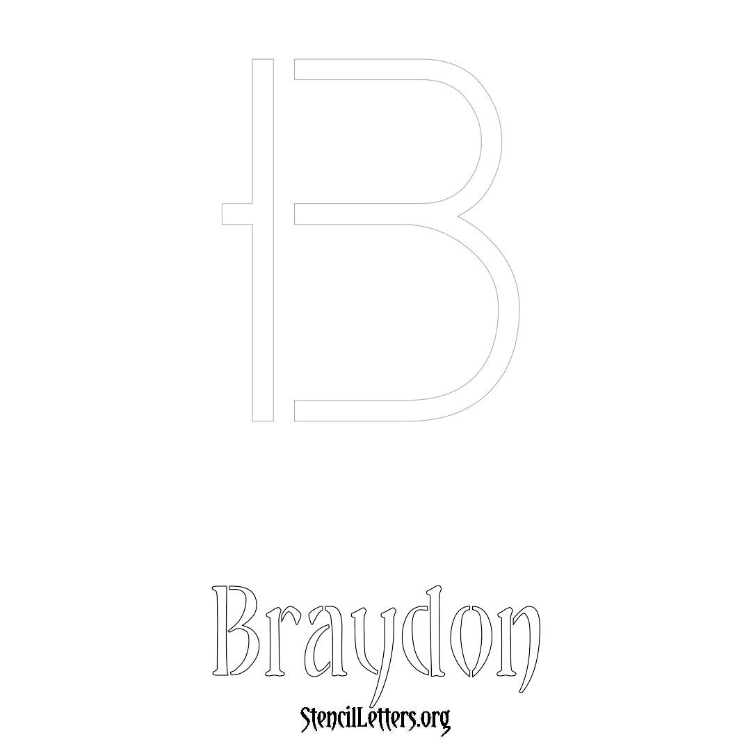 Braydon printable name initial stencil in Simple Elegant Lettering