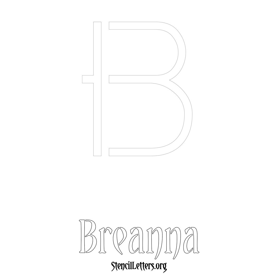 Breanna printable name initial stencil in Simple Elegant Lettering