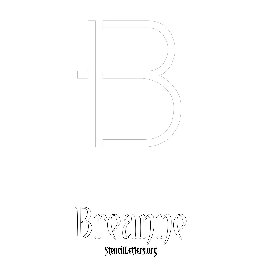 Breanne printable name initial stencil in Simple Elegant Lettering