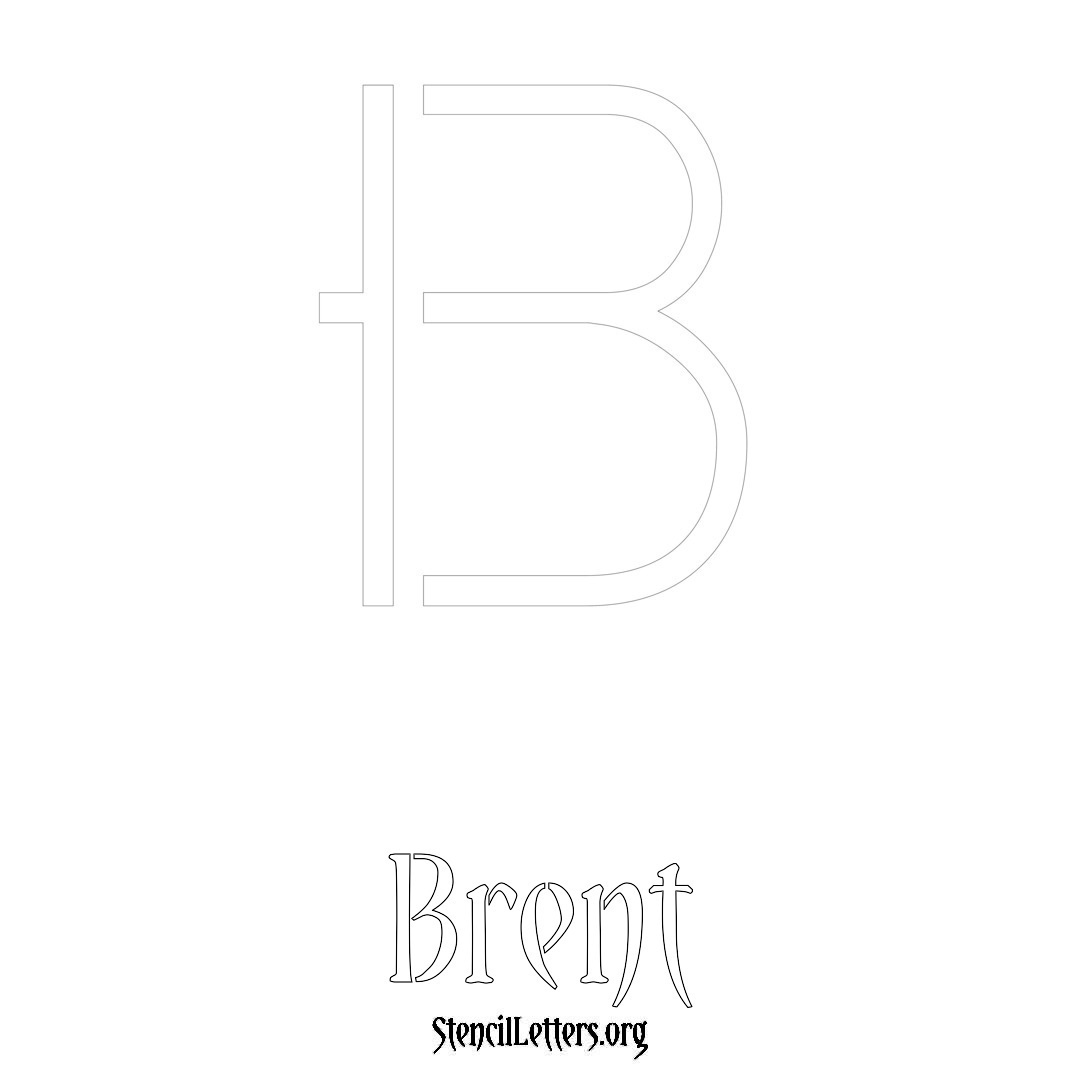 Brent printable name initial stencil in Simple Elegant Lettering