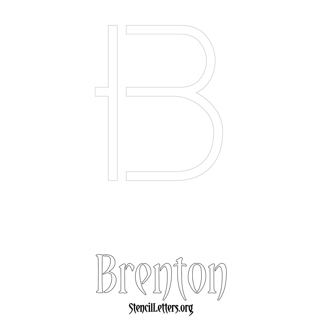 Brenton printable name initial stencil in Simple Elegant Lettering