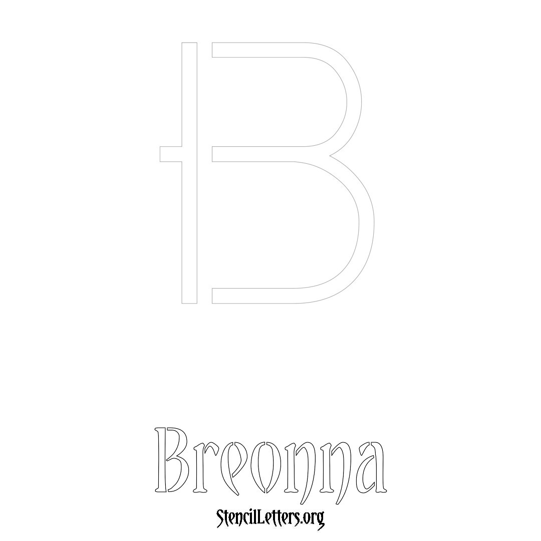 Breonna printable name initial stencil in Simple Elegant Lettering