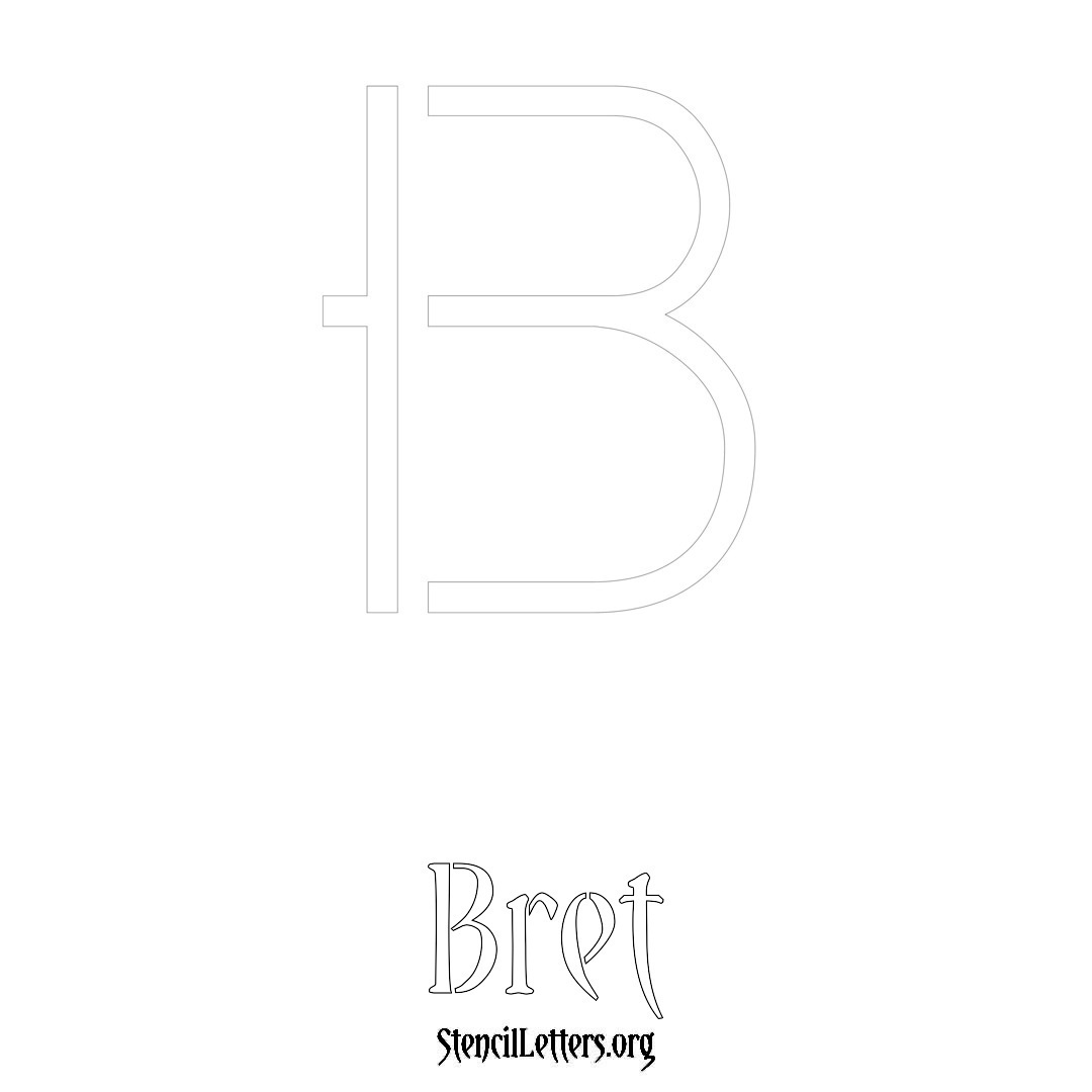 Bret printable name initial stencil in Simple Elegant Lettering