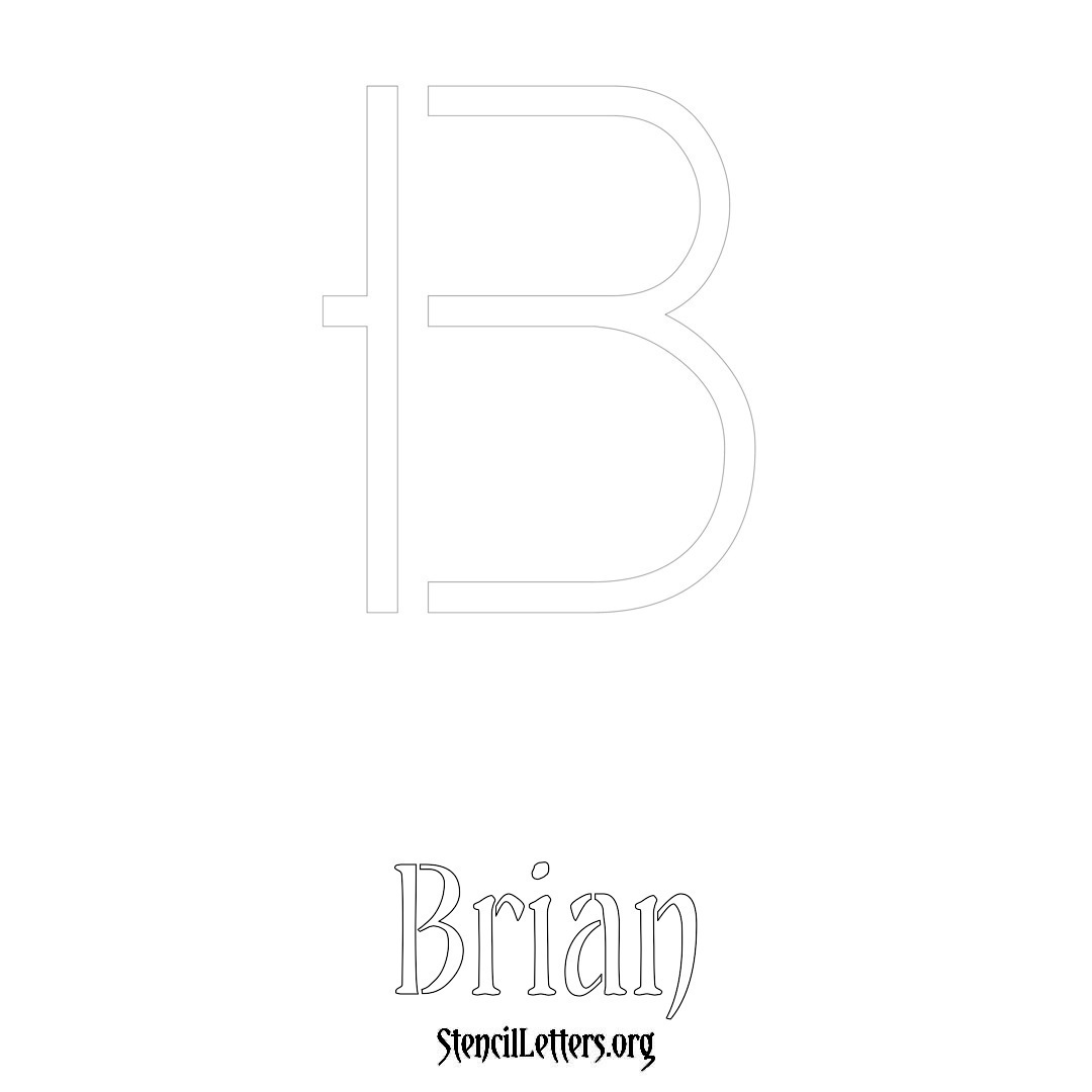 Brian printable name initial stencil in Simple Elegant Lettering