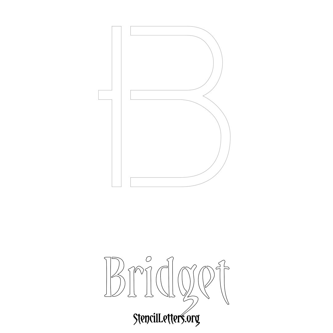 Bridget printable name initial stencil in Simple Elegant Lettering