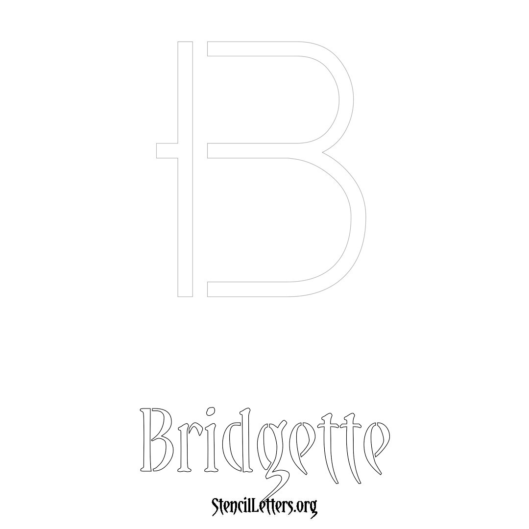 Bridgette printable name initial stencil in Simple Elegant Lettering