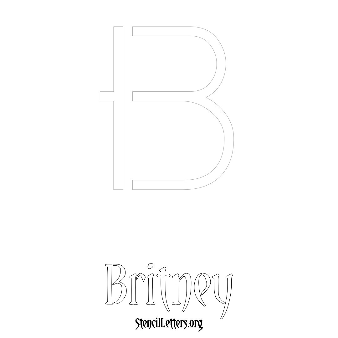 Britney printable name initial stencil in Simple Elegant Lettering