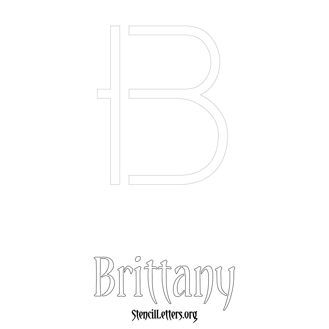 Brittany printable name initial stencil in Simple Elegant Lettering