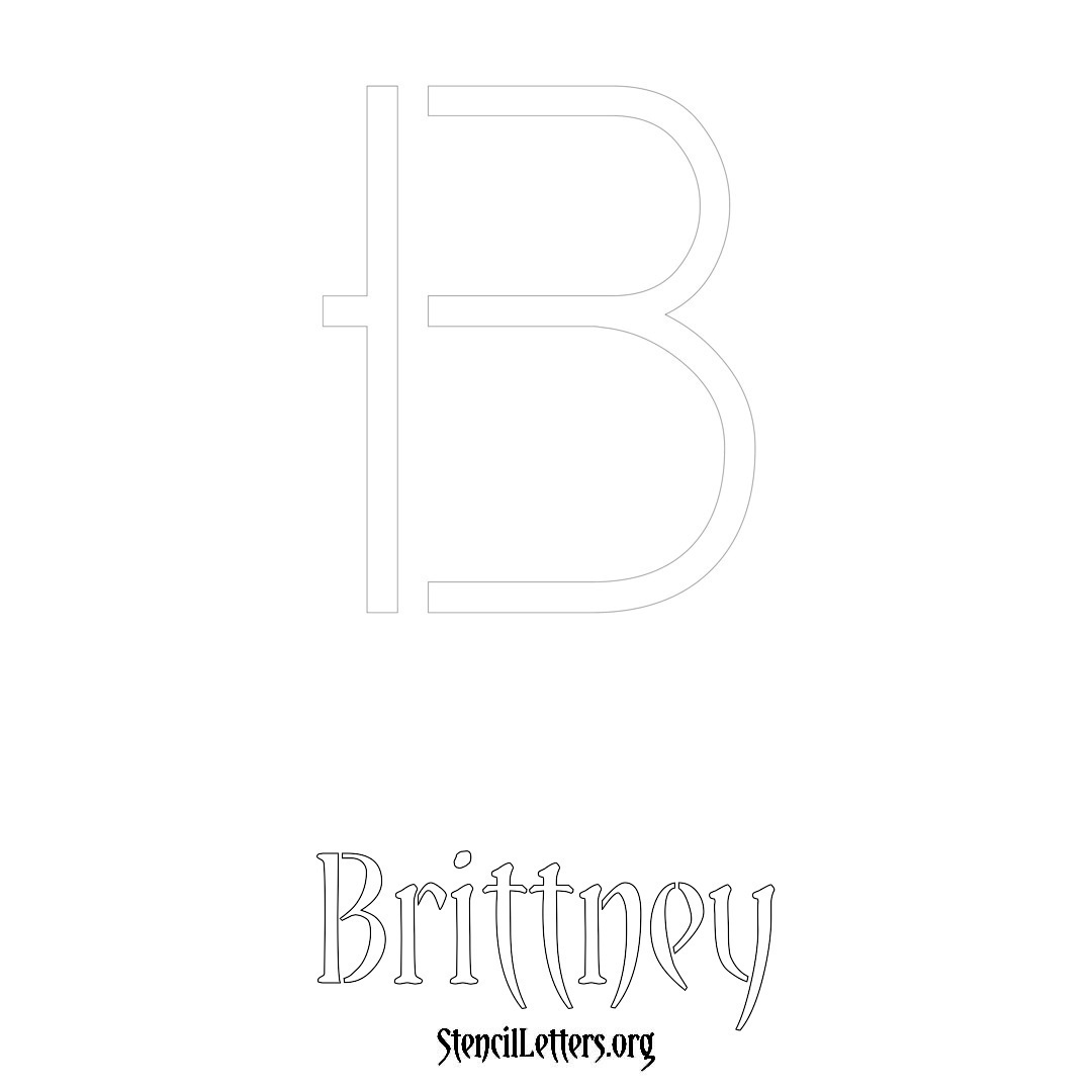 Brittney printable name initial stencil in Simple Elegant Lettering