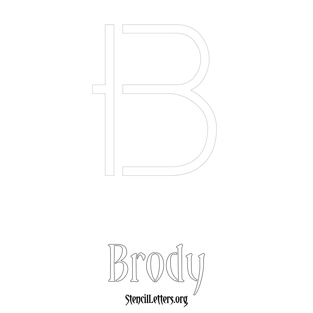 Brody printable name initial stencil in Simple Elegant Lettering