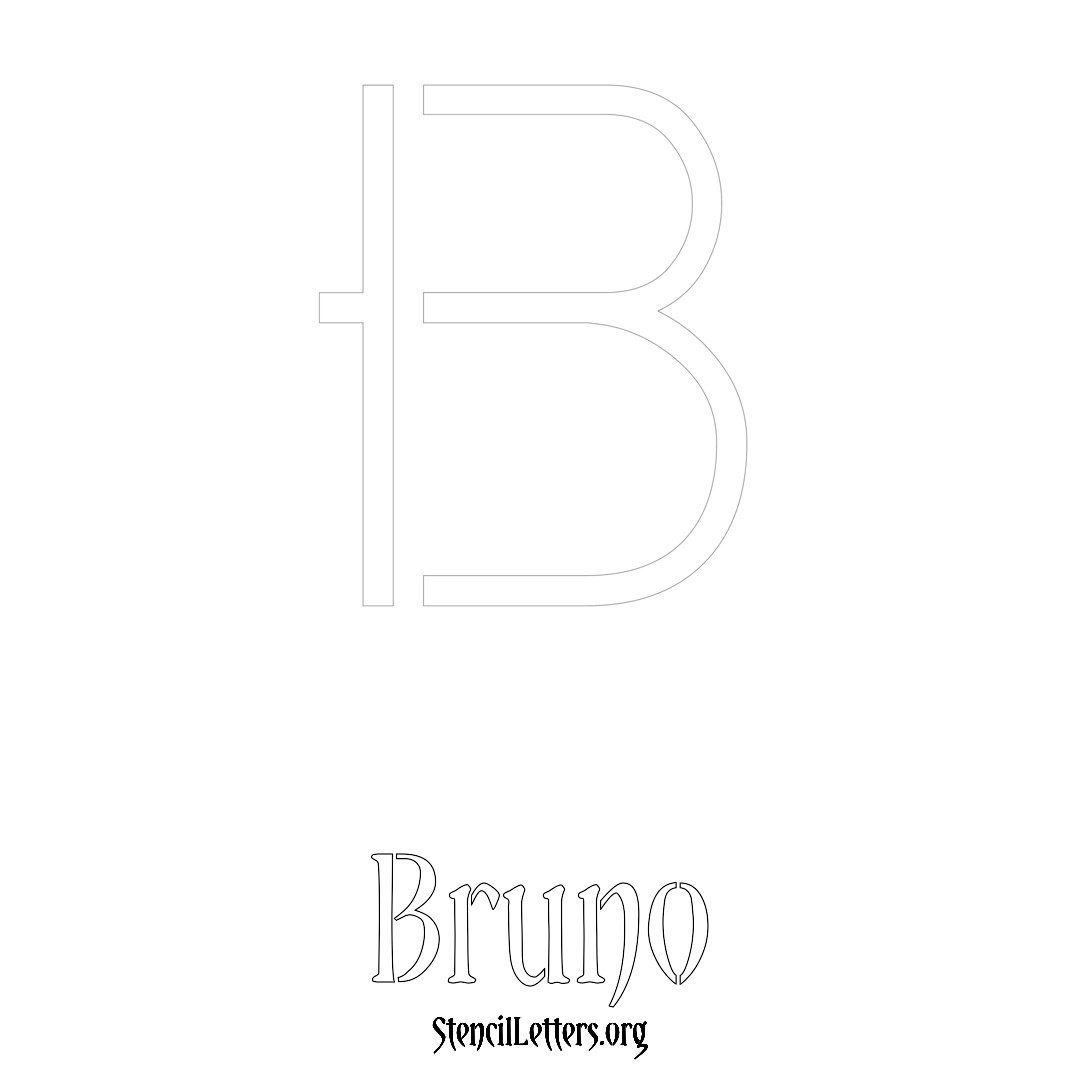 Bruno printable name initial stencil in Simple Elegant Lettering