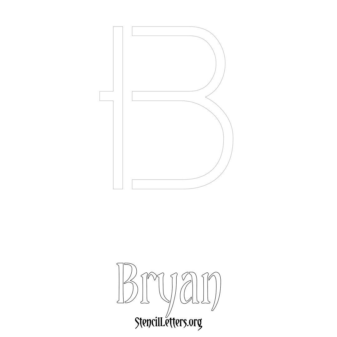 Bryan printable name initial stencil in Simple Elegant Lettering