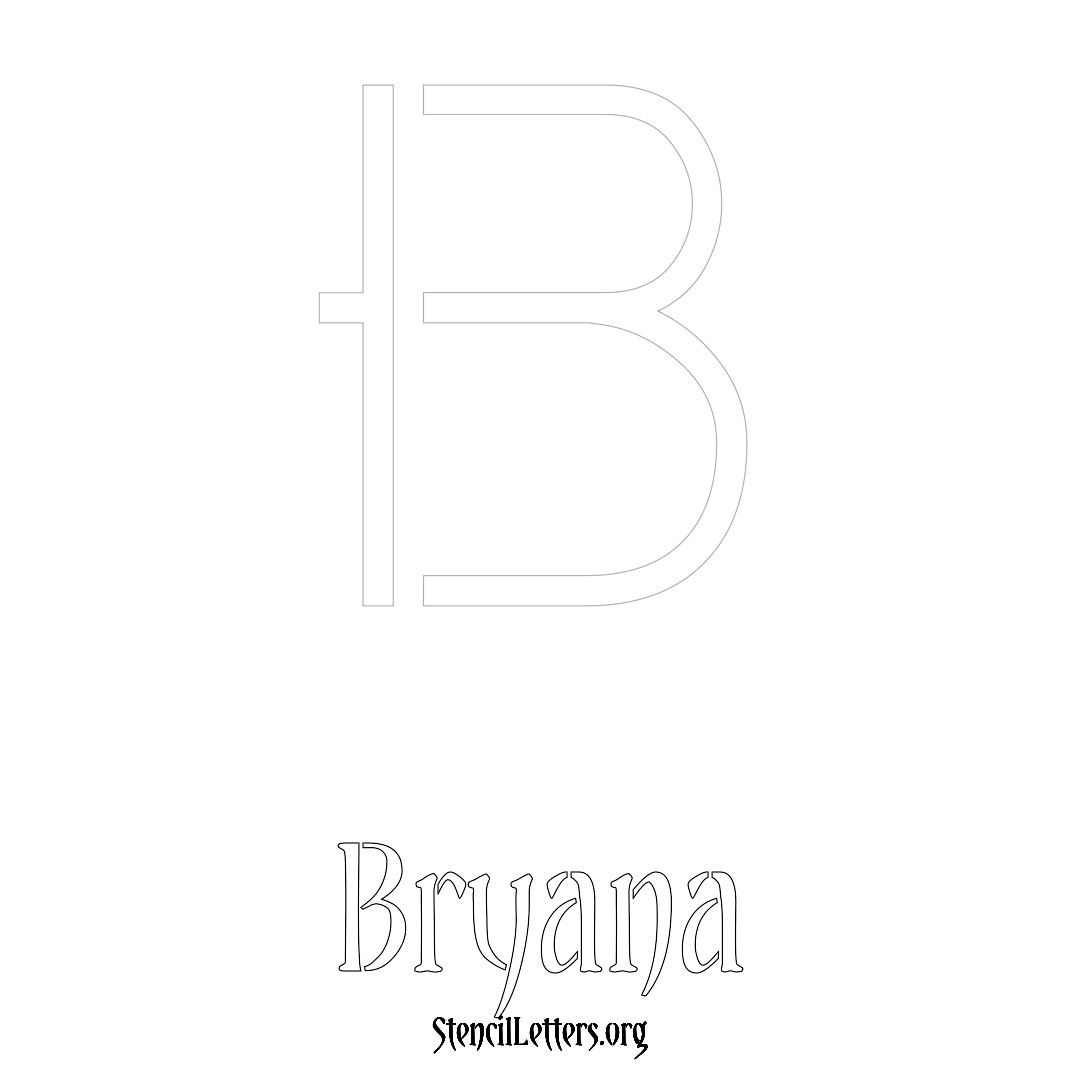 Bryana printable name initial stencil in Simple Elegant Lettering
