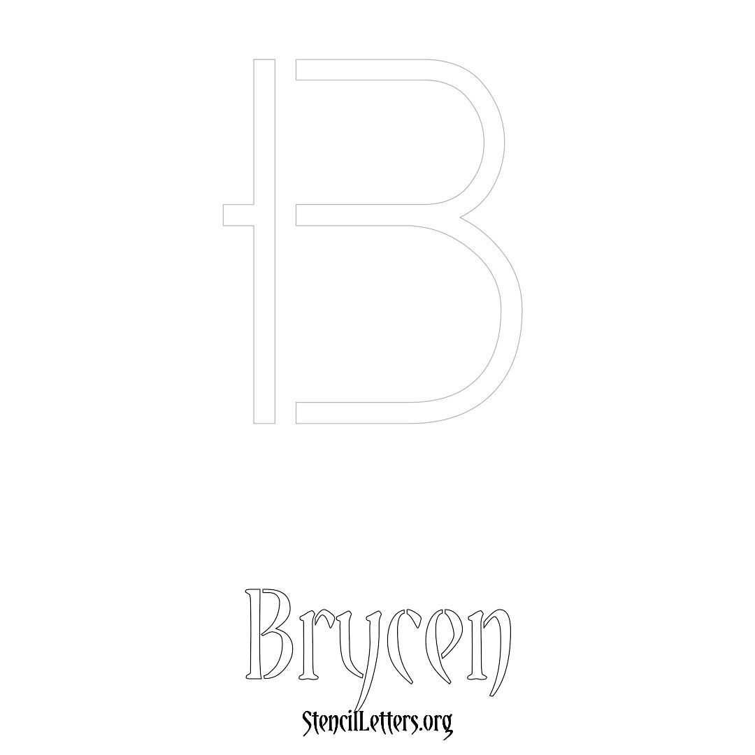 Brycen printable name initial stencil in Simple Elegant Lettering