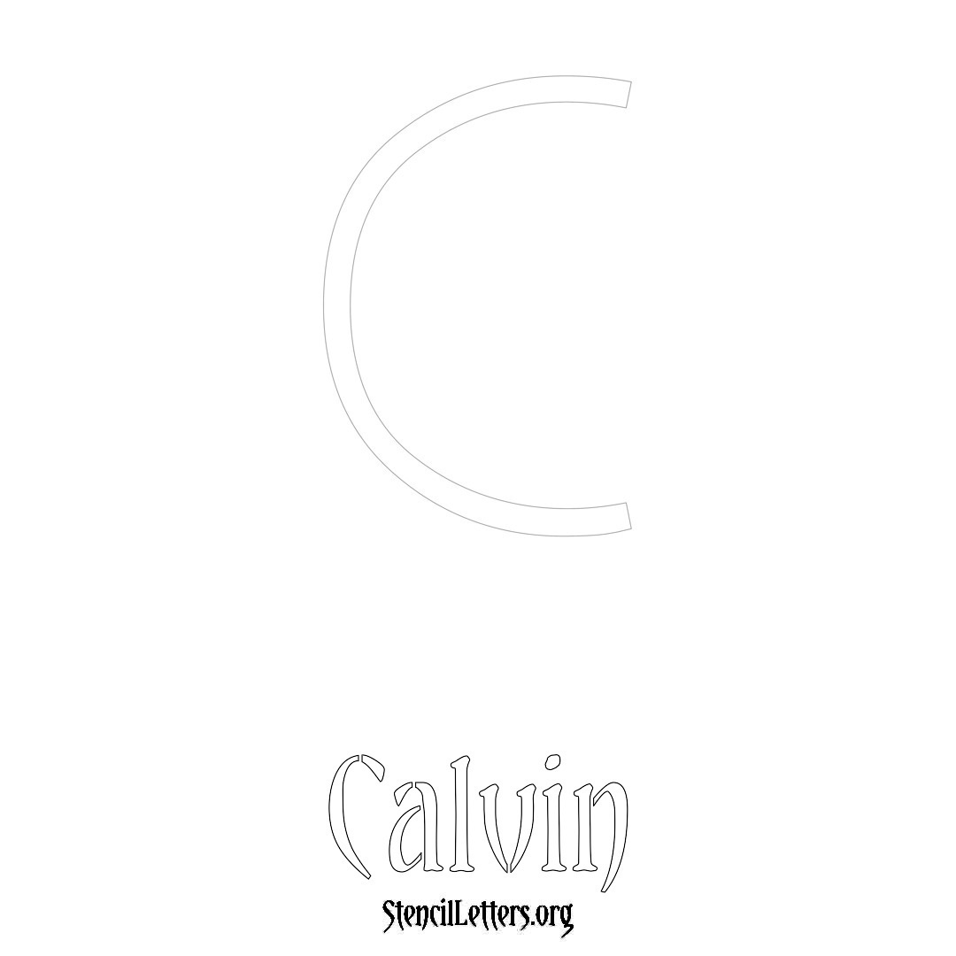 Calvin printable name initial stencil in Simple Elegant Lettering