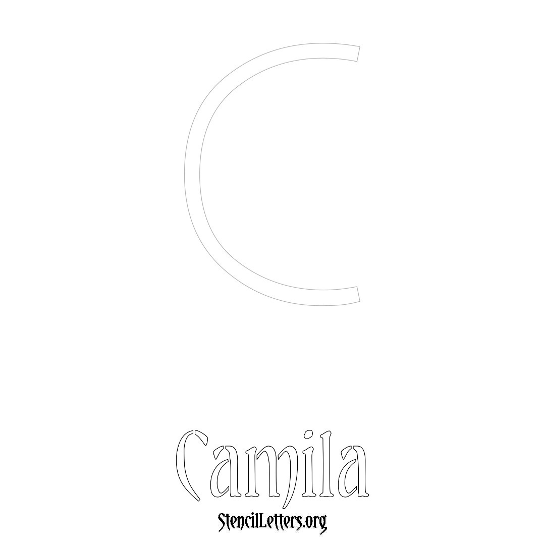 Camila printable name initial stencil in Simple Elegant Lettering