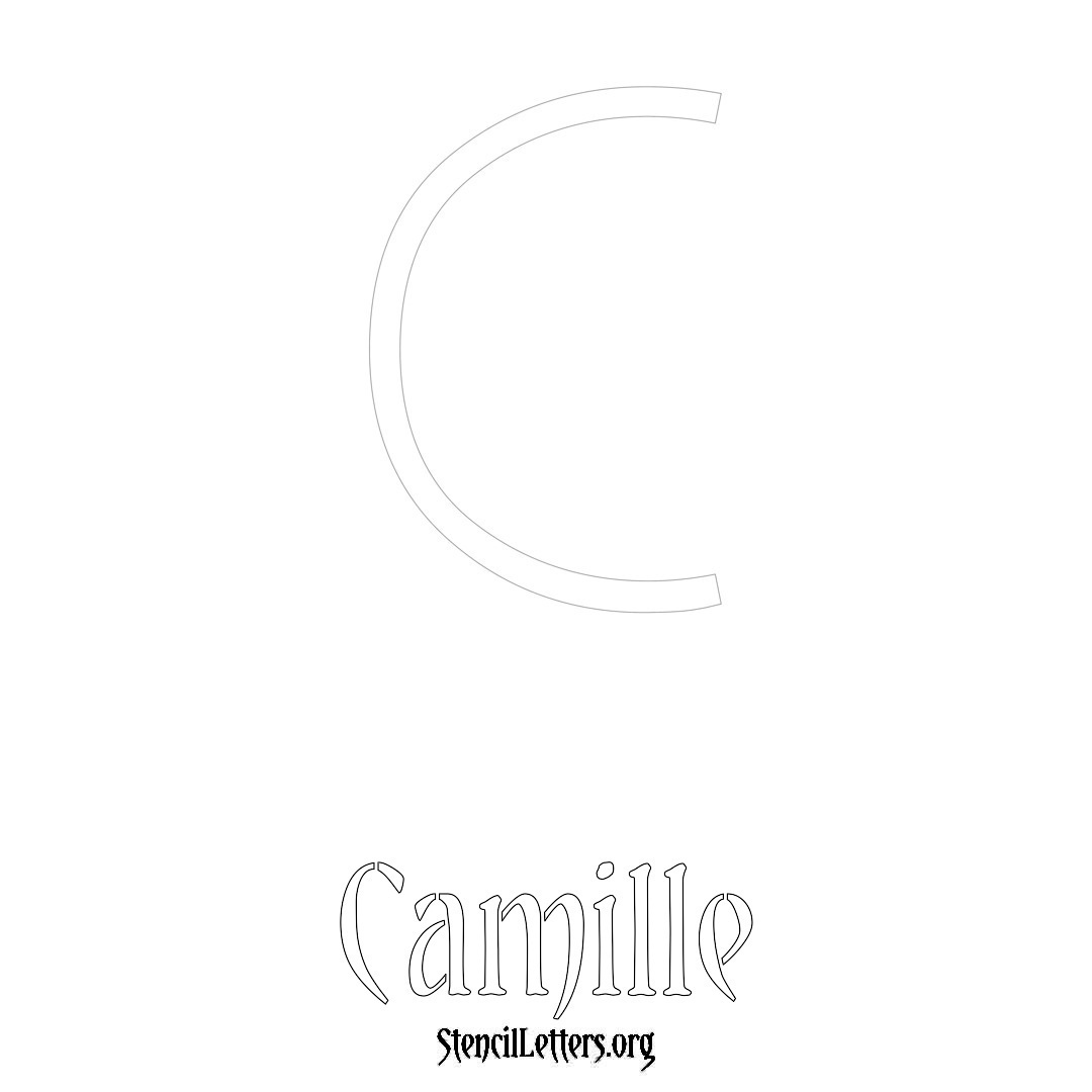 Camille printable name initial stencil in Simple Elegant Lettering