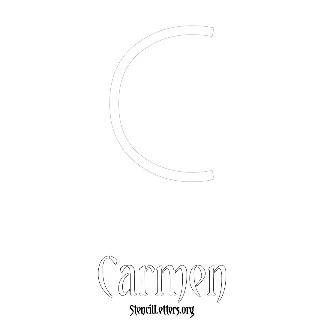 Carmen printable name initial stencil in Simple Elegant Lettering