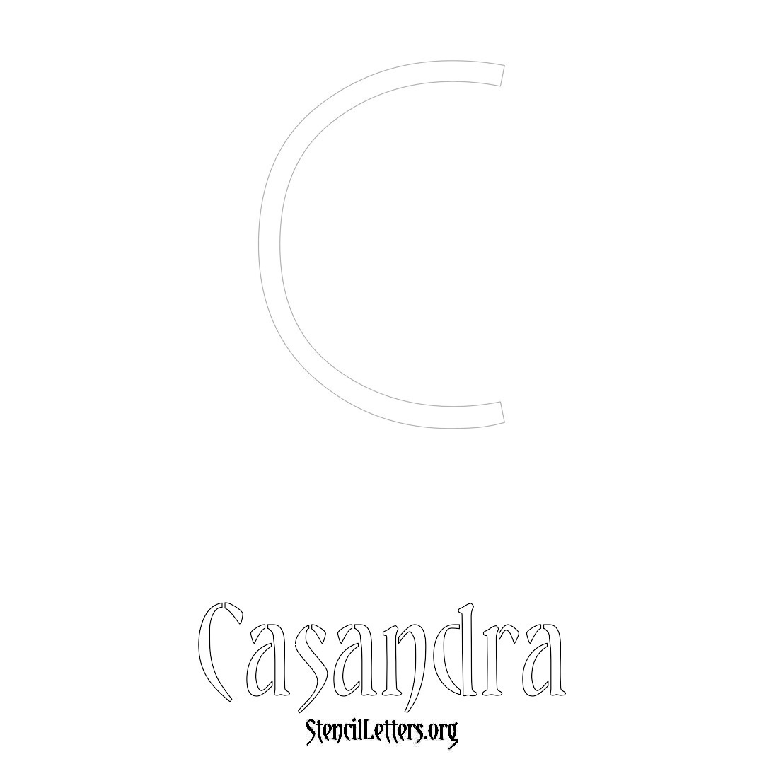 Casandra printable name initial stencil in Simple Elegant Lettering