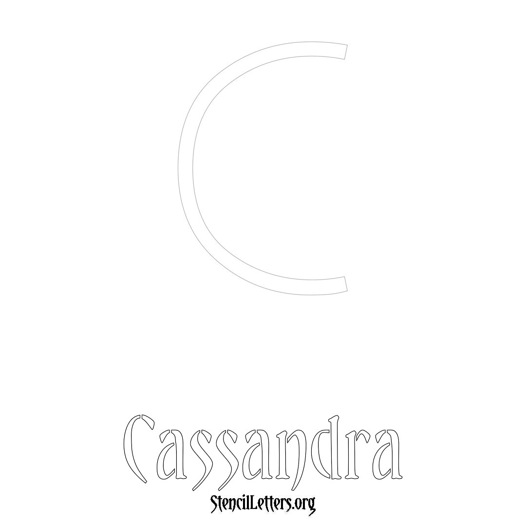 Cassandra printable name initial stencil in Simple Elegant Lettering