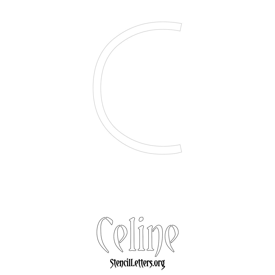 Celine printable name initial stencil in Simple Elegant Lettering