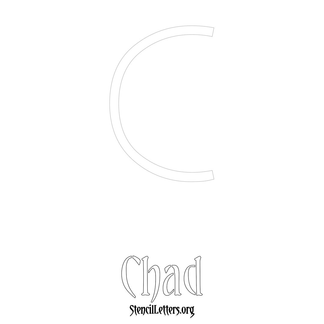 Chad printable name initial stencil in Simple Elegant Lettering