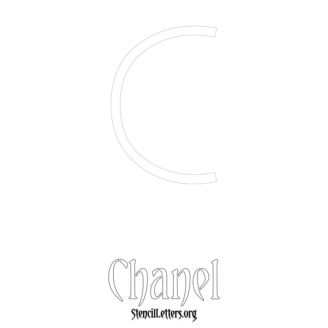 Chanel printable name initial stencil in Simple Elegant Lettering