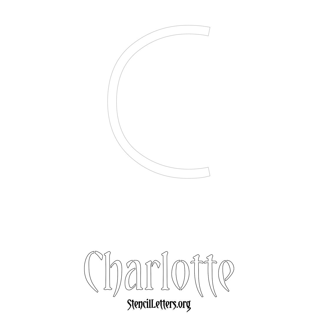 Charlotte printable name initial stencil in Simple Elegant Lettering