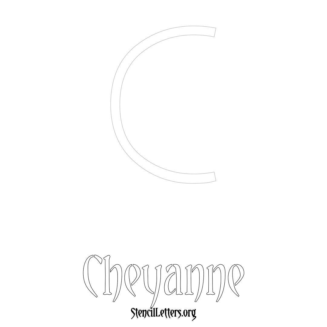 Cheyanne printable name initial stencil in Simple Elegant Lettering