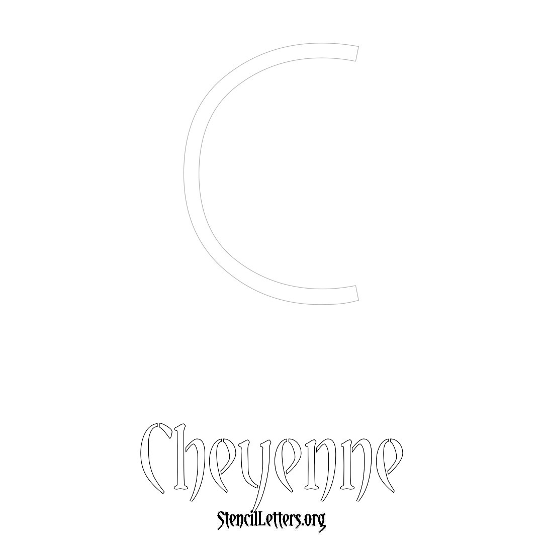 Cheyenne printable name initial stencil in Simple Elegant Lettering