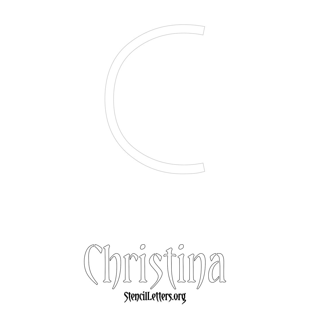 Christina printable name initial stencil in Simple Elegant Lettering