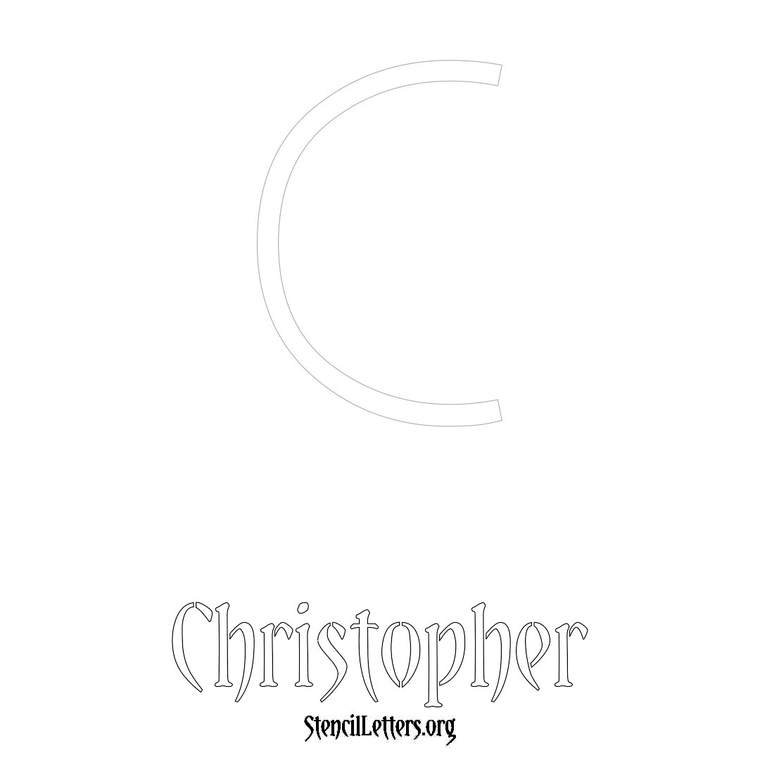 Christopher printable name initial stencil in Simple Elegant Lettering