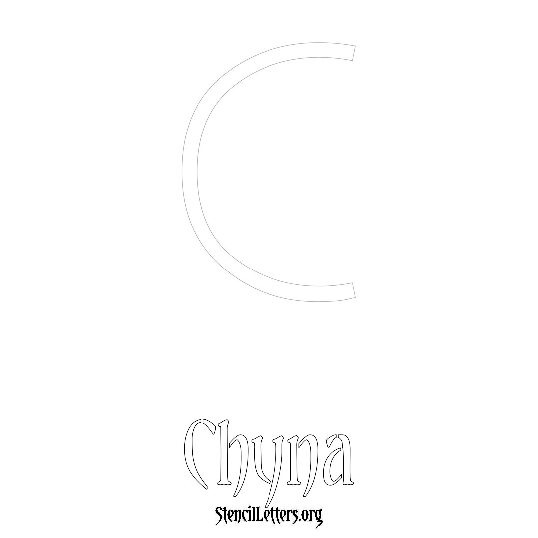 Chyna printable name initial stencil in Simple Elegant Lettering