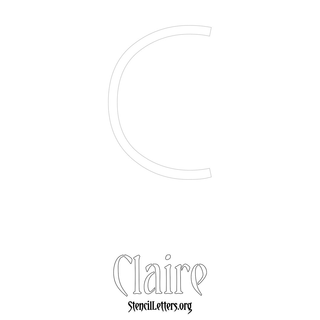 Claire printable name initial stencil in Simple Elegant Lettering