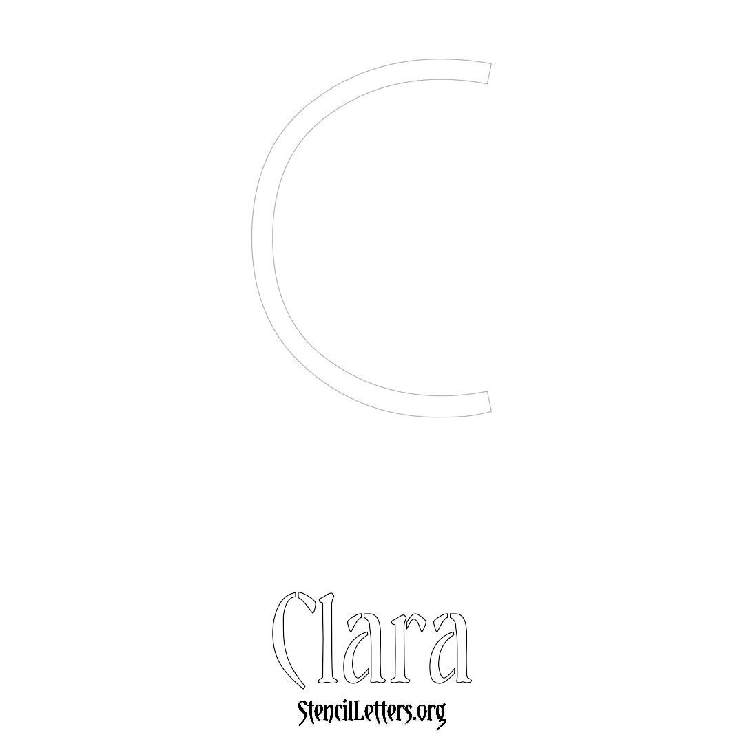 Clara printable name initial stencil in Simple Elegant Lettering