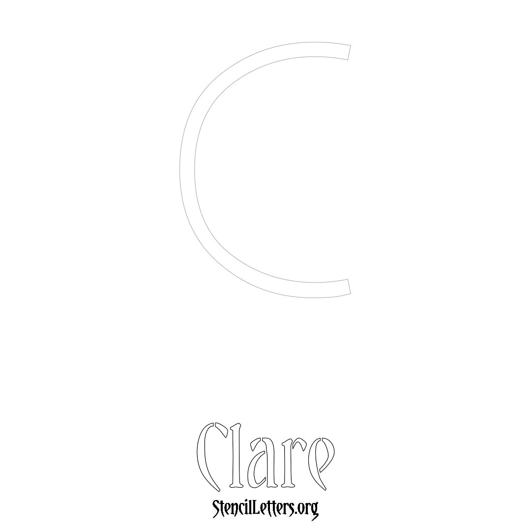Clare printable name initial stencil in Simple Elegant Lettering