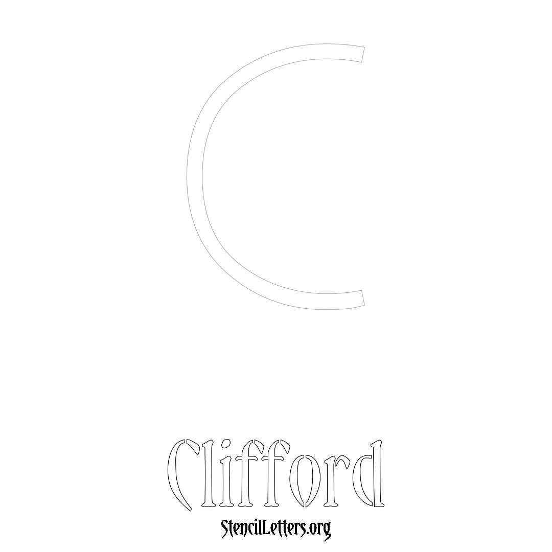 Clifford printable name initial stencil in Simple Elegant Lettering