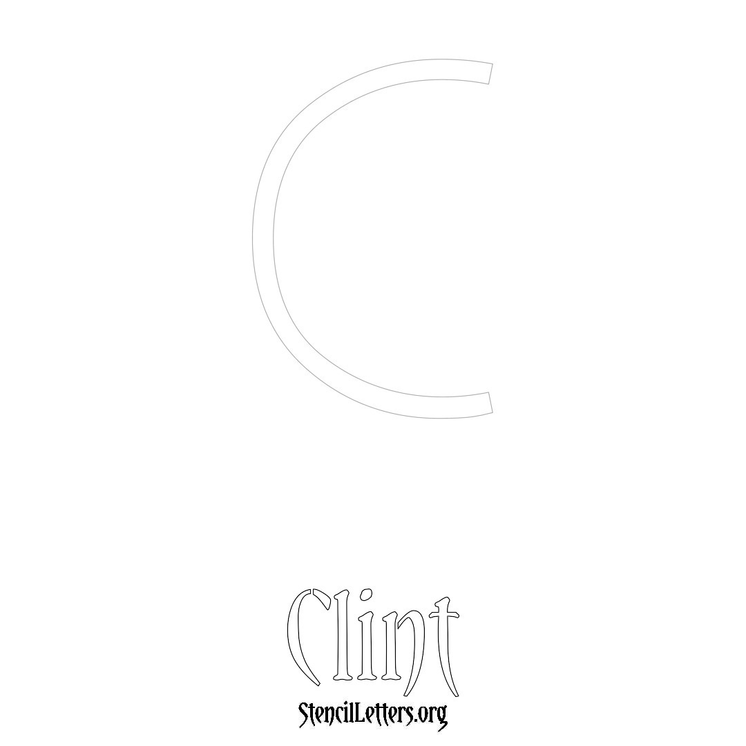 Clint printable name initial stencil in Simple Elegant Lettering