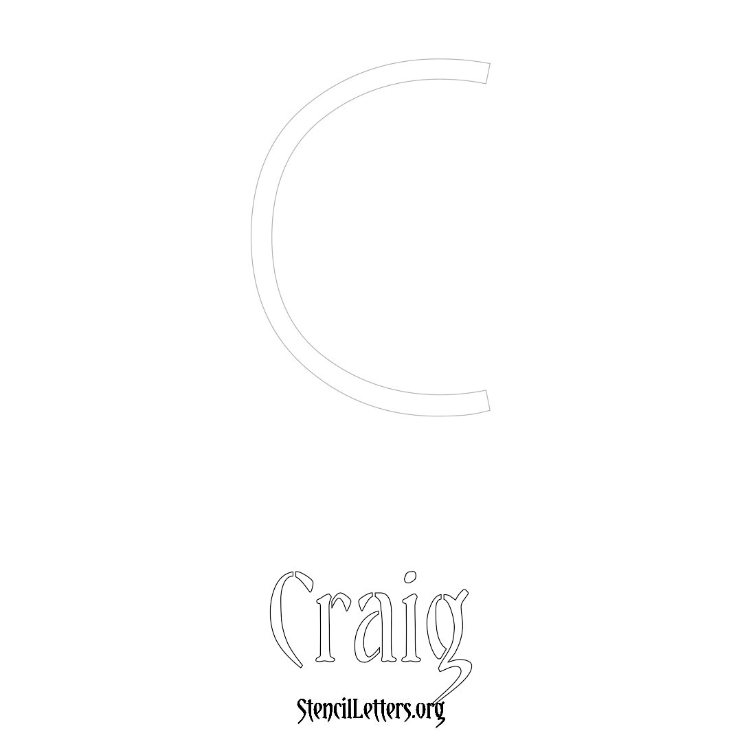 Craig printable name initial stencil in Simple Elegant Lettering