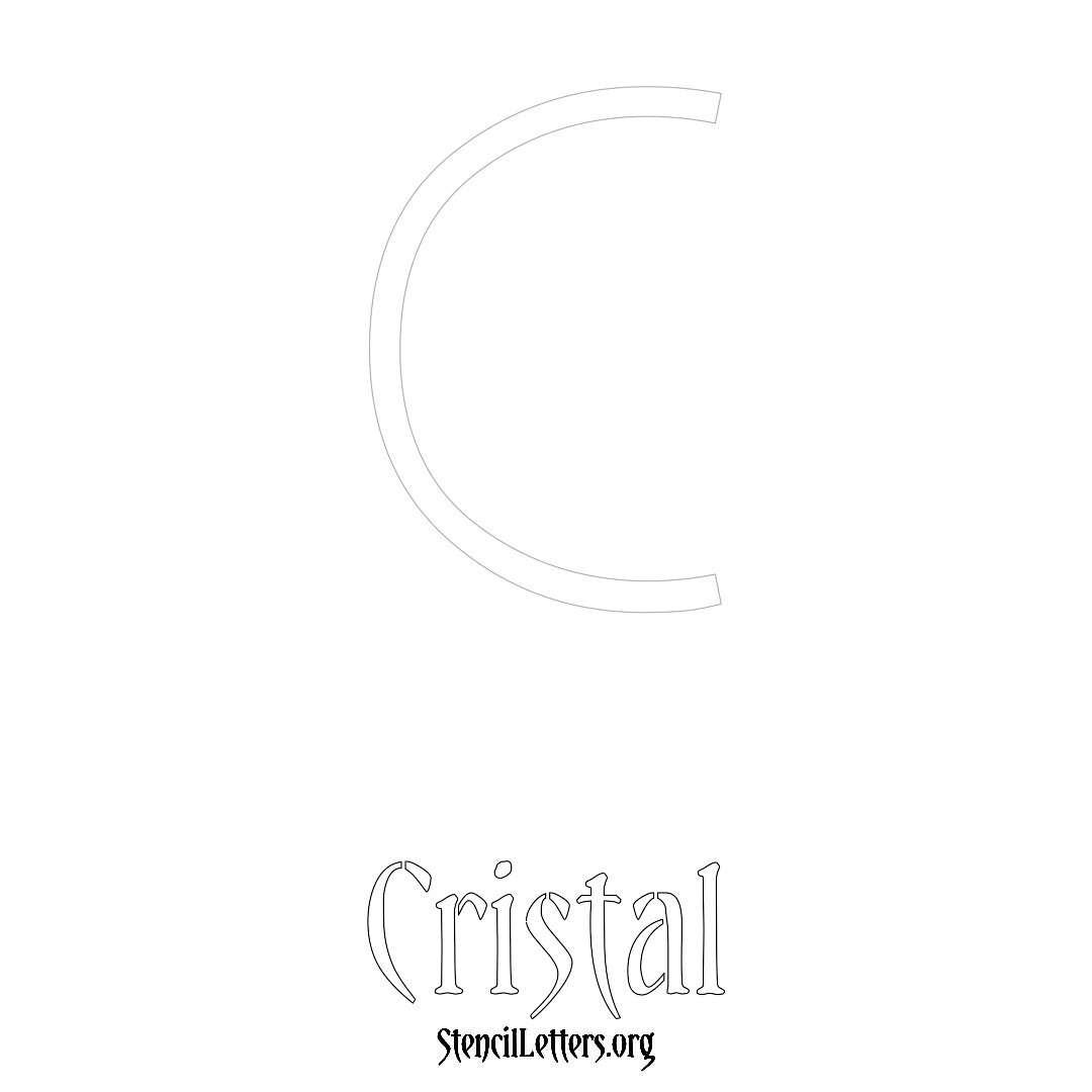 Cristal printable name initial stencil in Simple Elegant Lettering