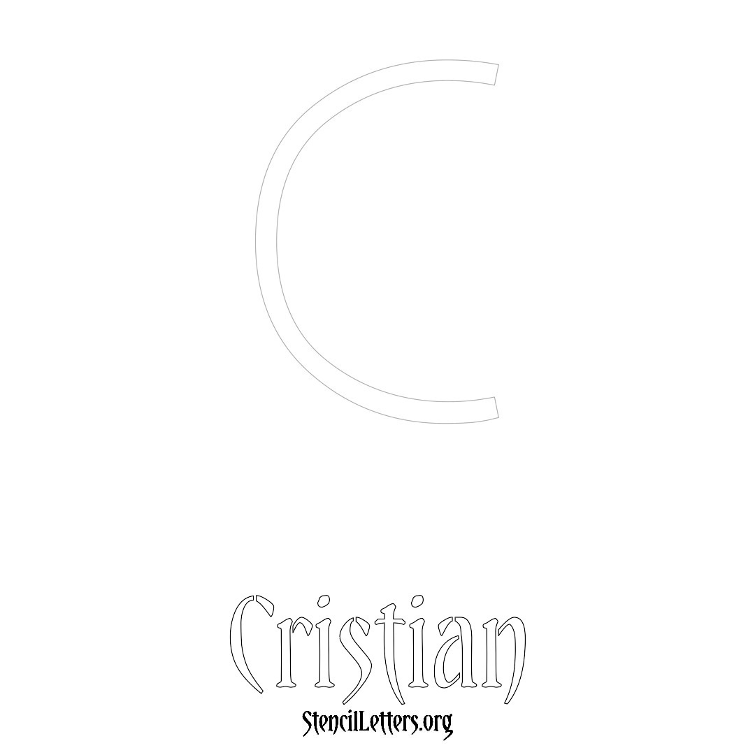 Cristian printable name initial stencil in Simple Elegant Lettering